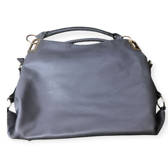 DAESIN Women’s Gray Classic Chain Large Hobo Handbag With Rhinestone Detail - Picture 8 of 12